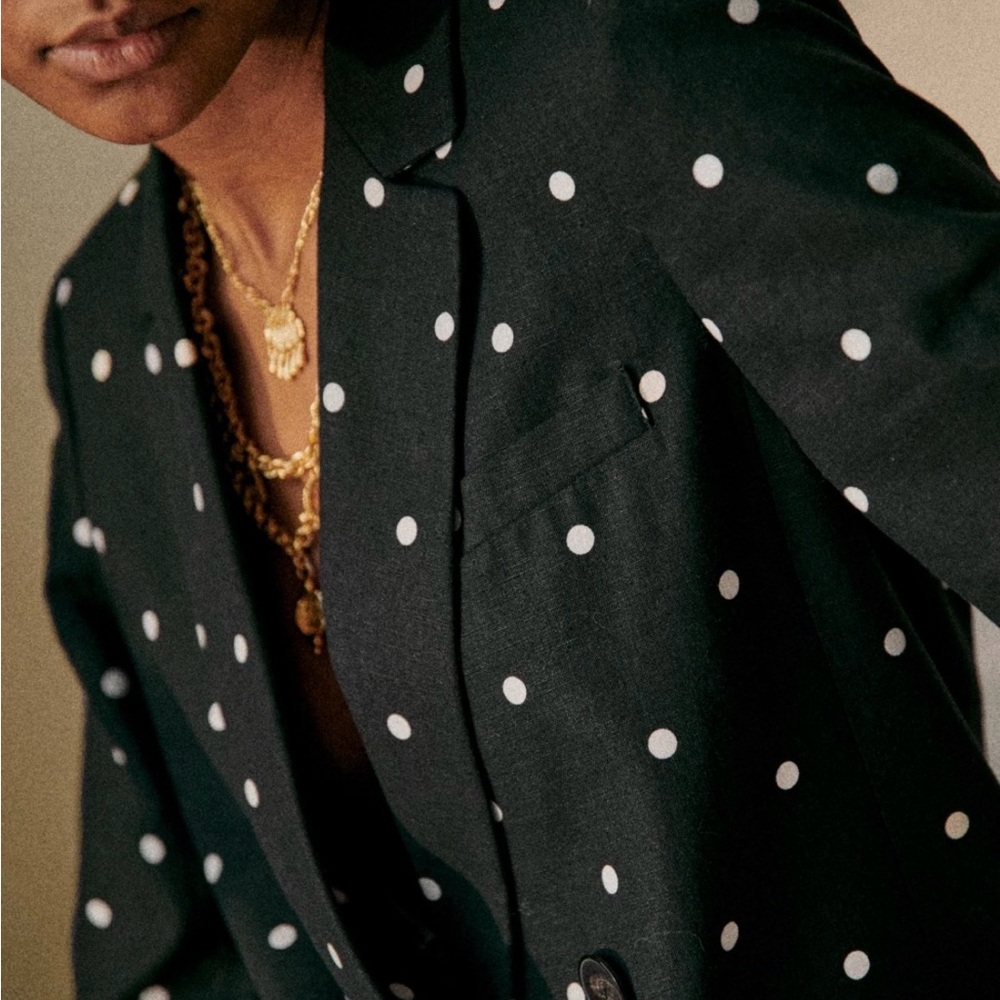 Sezane Christie Jacket Black Polka Dots/ Ecru - Size 2
